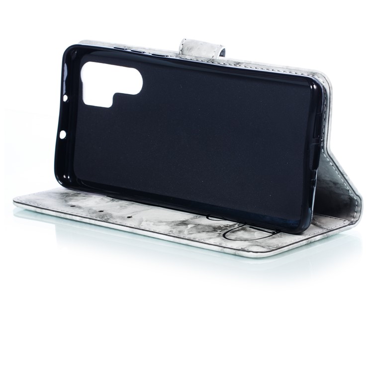 Imprinted Lover Heart Pattern Marble Leather Case for Huawei P30 Pro - Black-6