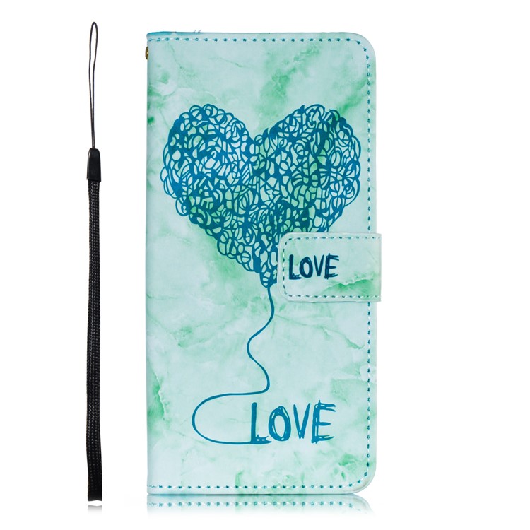 Imprinted Lover Heart Pattern Marble Leather Cover for Huawei P30 Pro - Green-2