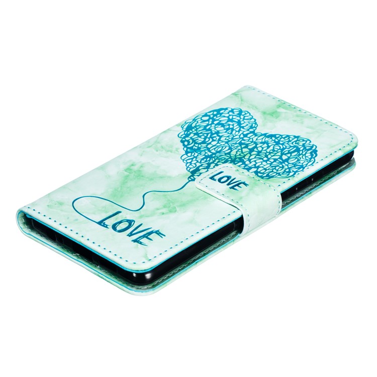Imprinted Lover Heart Pattern Marble Leather Cover for Huawei P30 Pro - Green-4