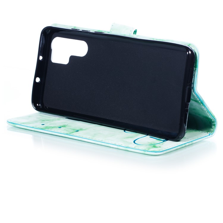 Imprinted Lover Heart Pattern Marble Leather Cover for Huawei P30 Pro - Green-6