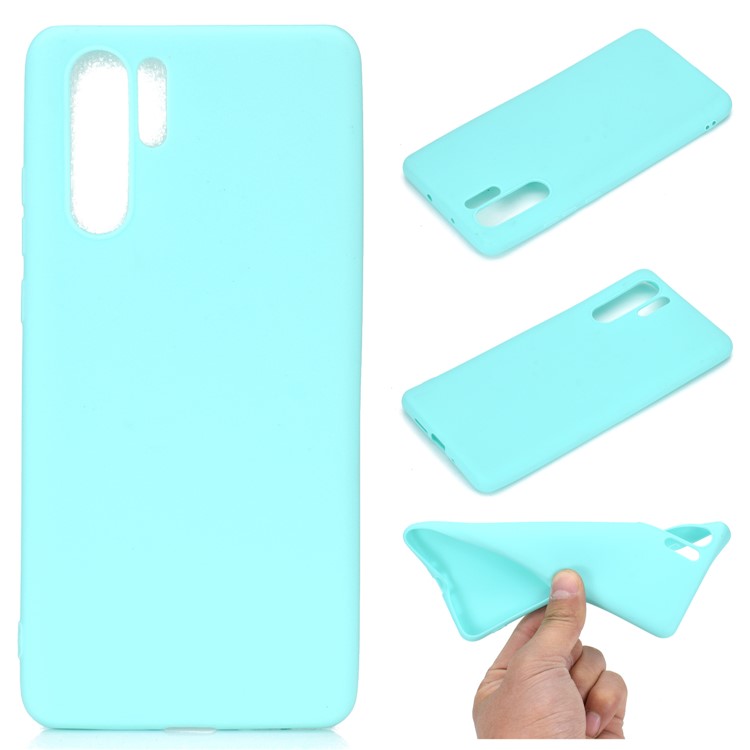 Solid Color Matte TPU Cell Phone Case for Huawei P30 Pro - Cyan-1
