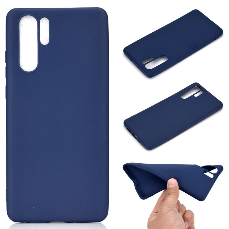 Solid Color Matte TPU Back Protector Cover for Huawei P30 Pro - Dark Blue-1