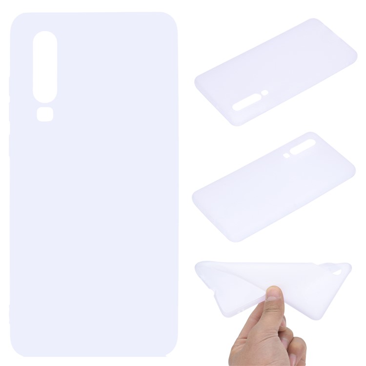 Solid Color Matte TPU Cell Phone Cover for Huawei P30 - White-1
