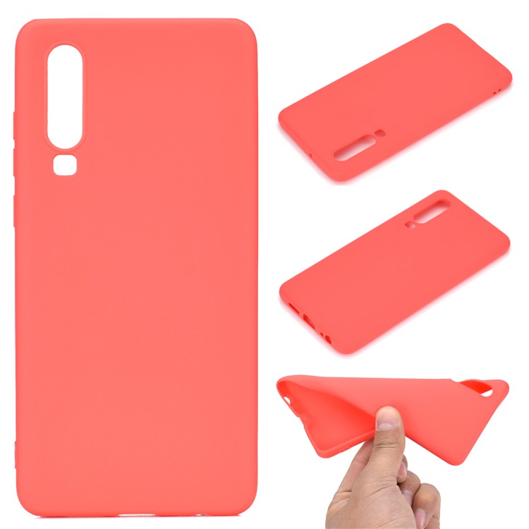 Solid Color Matte TPU Protective Mobile Shell for Huawei P30 - Red-1