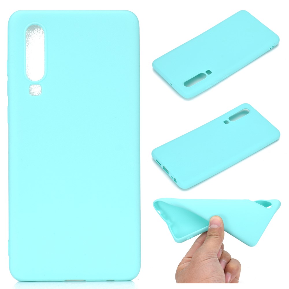 Solid Color Matte TPU Protection Cover for Huawei P30 - Cyan-1