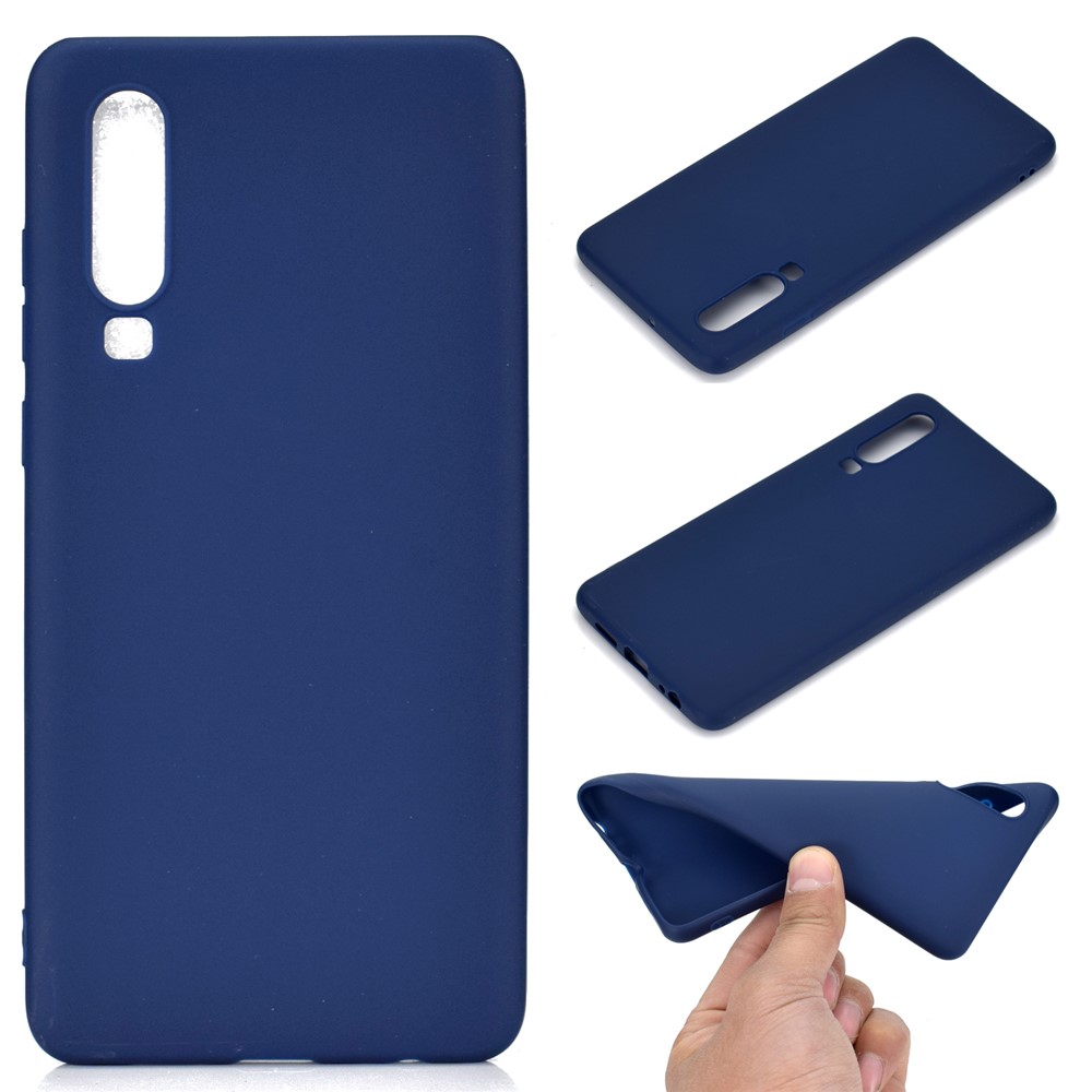 Einfarbig Mattes TPU-Gehäusezubehör Für Huawei P30 - Dunkelblau-1