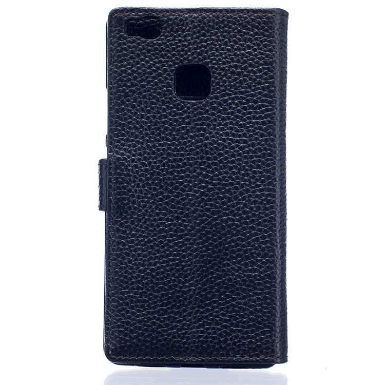 Genuine Leather Wallet Stand Case for Huawei P9 Lite - Black-2