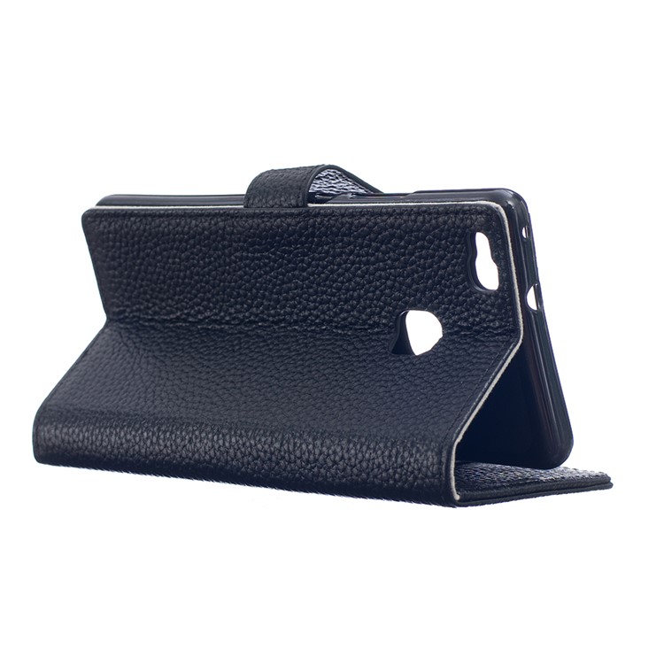 Genuine Leather Wallet Stand Case for Huawei P9 Lite - Black-3