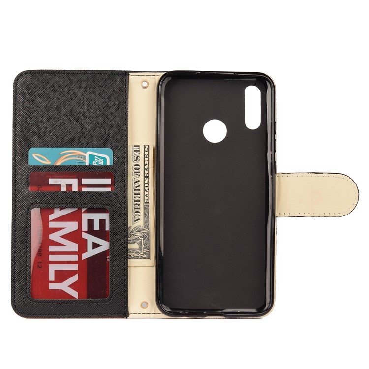 Contrast Color Cross Texture PU Leather Wallet Phone Cover for Huawei Honor 10 Lite - Black-3