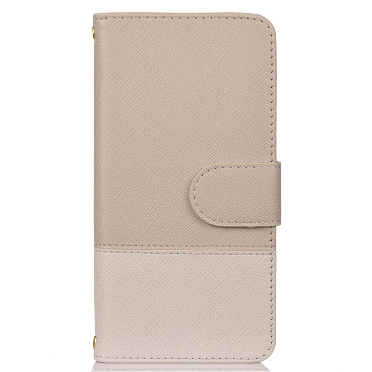 Contrast Color Cross Texture PU Leather Wallet Phone Case for Huawei Honor 10 Lite - Beige-1