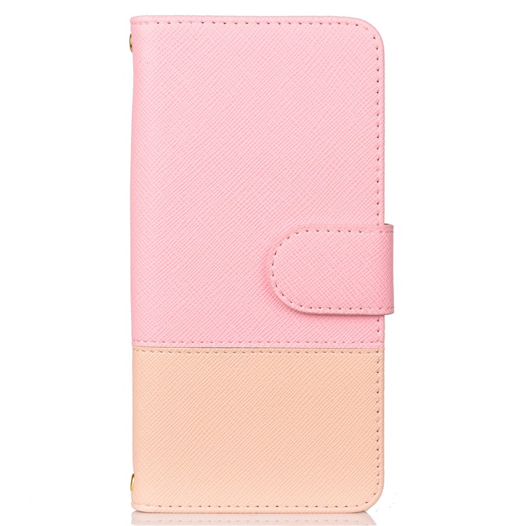 Contrast Color Cross Texture PU Leather Wallet Phone Shell for Huawei Honor 10 Lite - Pink-1