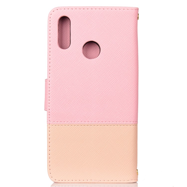 Contrast Color Cross Texture PU Leather Wallet Phone Shell for Huawei Honor 10 Lite - Pink-2