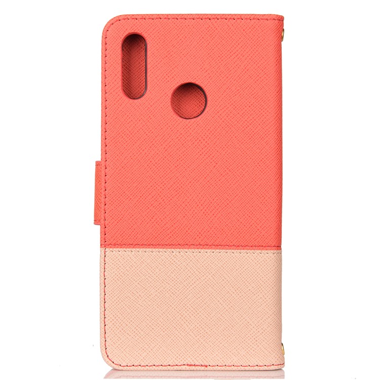 Contrast Color Cross Texture PU Leather Wallet Mobile Phone Cover for Huawei Honor 10 Lite - Orange-2
