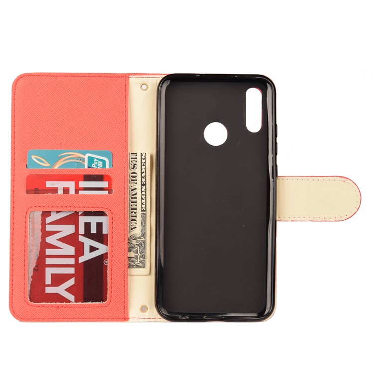 Contrast Color Cross Texture PU Leather Wallet Mobile Phone Cover for Huawei Honor 10 Lite - Orange-3