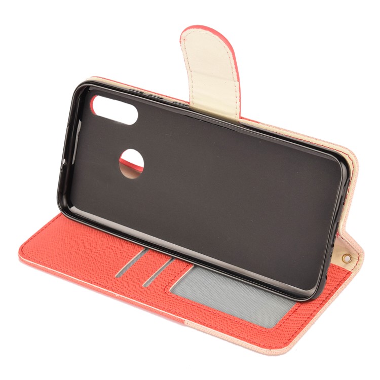 Contrast Color Cross Texture PU Leather Wallet Mobile Phone Cover for Huawei Honor 10 Lite - Orange-4