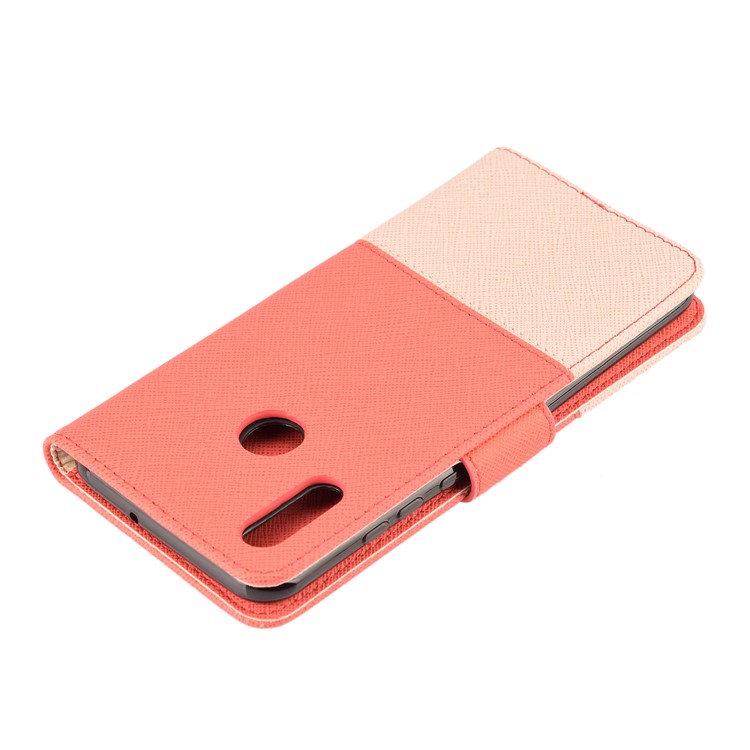 Contrast Color Cross Texture PU Leather Wallet Mobile Phone Cover for Huawei Honor 10 Lite - Orange-5