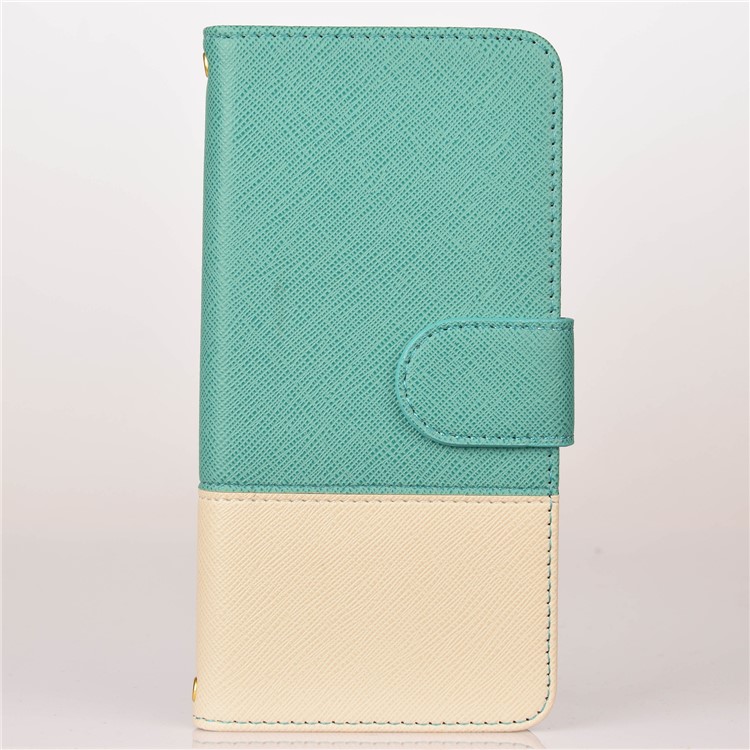 Contrast Color Cross Texture PU Leather Wallet Cell Phone Cover for Huawei Honor 10 Lite - Cyan-1