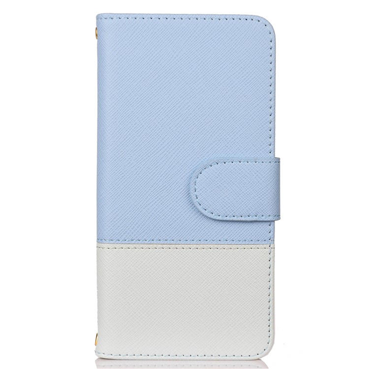 Contrast Color Cross Texture PU Leather Wallet Protective Cover for Huawei Honor 10 Lite - Baby Blue-1