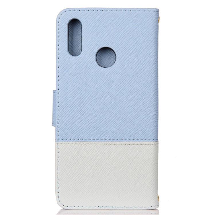 Contrast Color Cross Texture PU Leather Wallet Protective Cover for Huawei Honor 10 Lite - Baby Blue-2