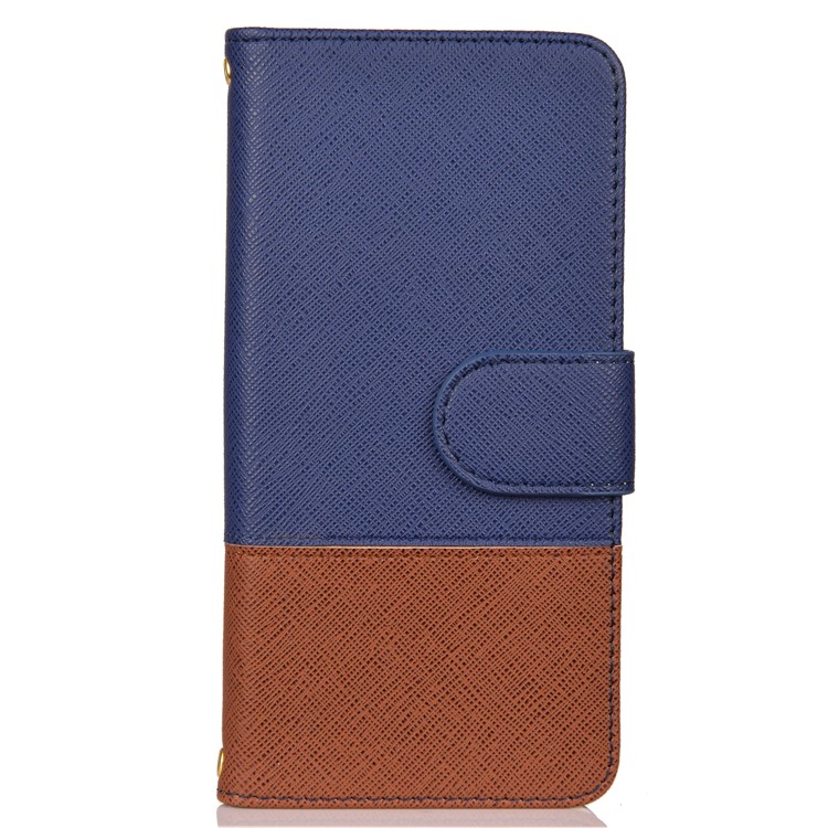 Contrast Color Cross Texture PU Leather Wallet Protective Shell for Huawei Honor 10 Lite - Dark Blue-1
