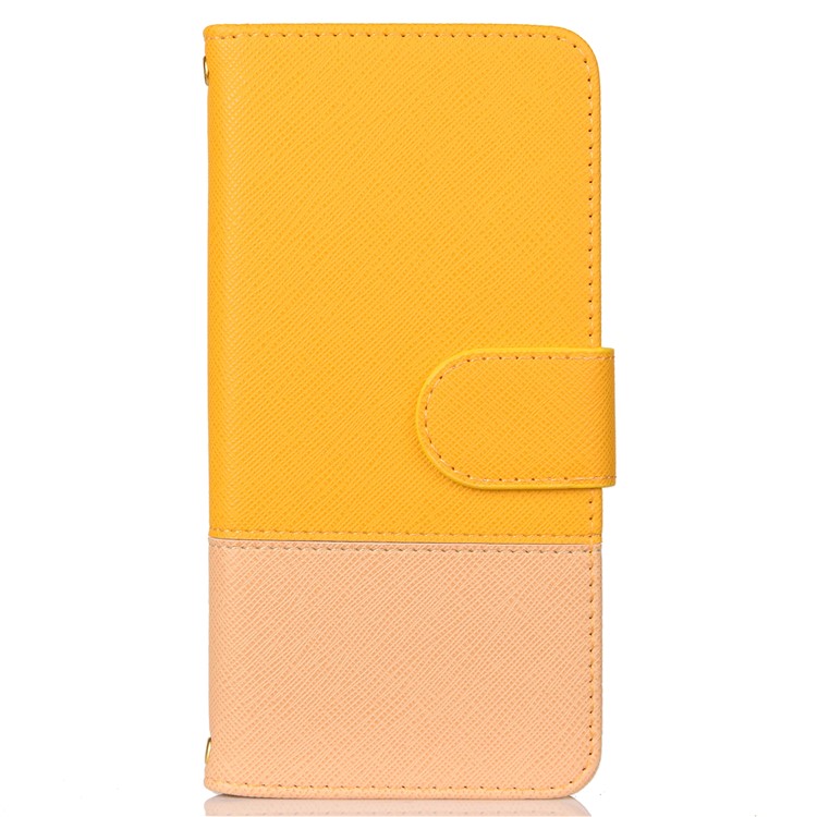 Contrast Color Cross Texture PU Leather Wallet Flip Cover for Huawei Honor 10 Lite - Yellow-1