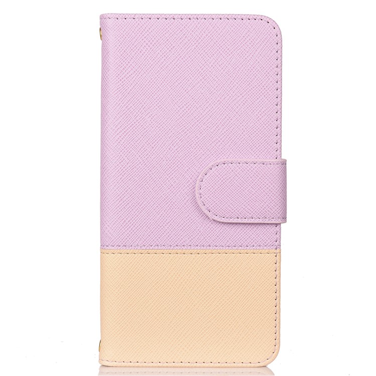 Contrast Color Cross Texture PU Leather Wallet Flip Shell for Huawei Honor 10 Lite - Purple-1