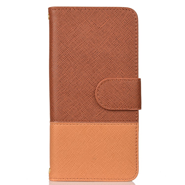 Two-tone Cross Texture PU Leather Wallet Protective Cover for Huawei Honor 10 Lite - Brown-1
