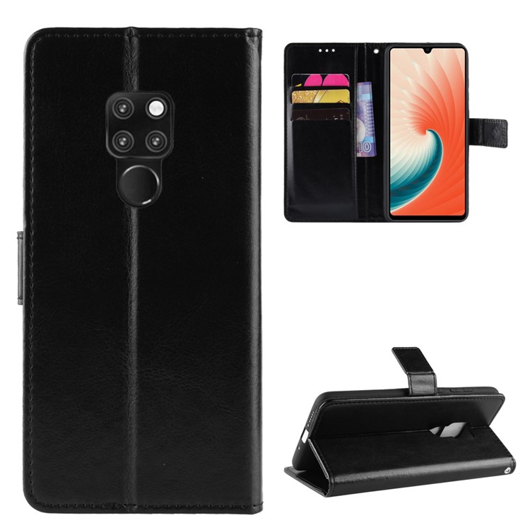 Crazy Horse Wallet Stand Leather Phone Case for Huawei Mate 20 - Black-1