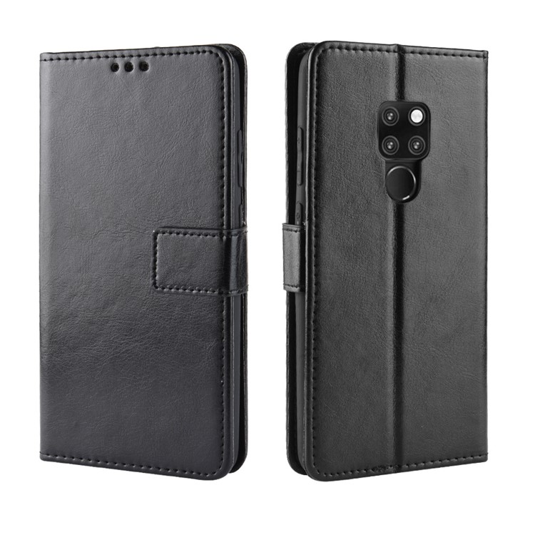 Crazy Horse Wallet Stand Leather Phone Case for Huawei Mate 20 - Black-2