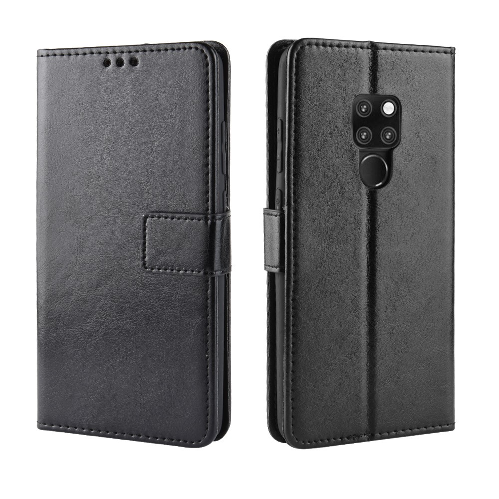 Crazy Horse Wallet Stand Leather Phone Case for Huawei Mate 20 X - Black-2