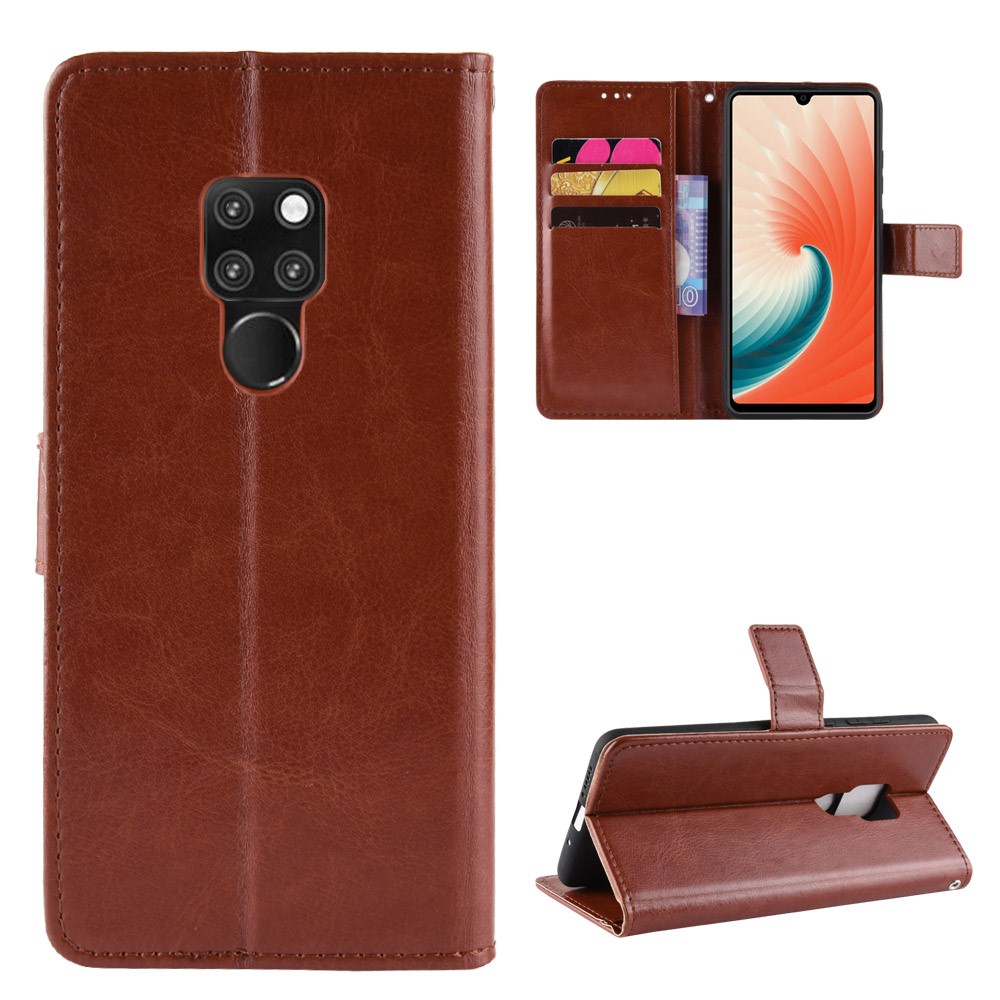 Crazy Horse Wallet Stand Leather Mobile Cover for Huawei Mate 20 X - Brown-1