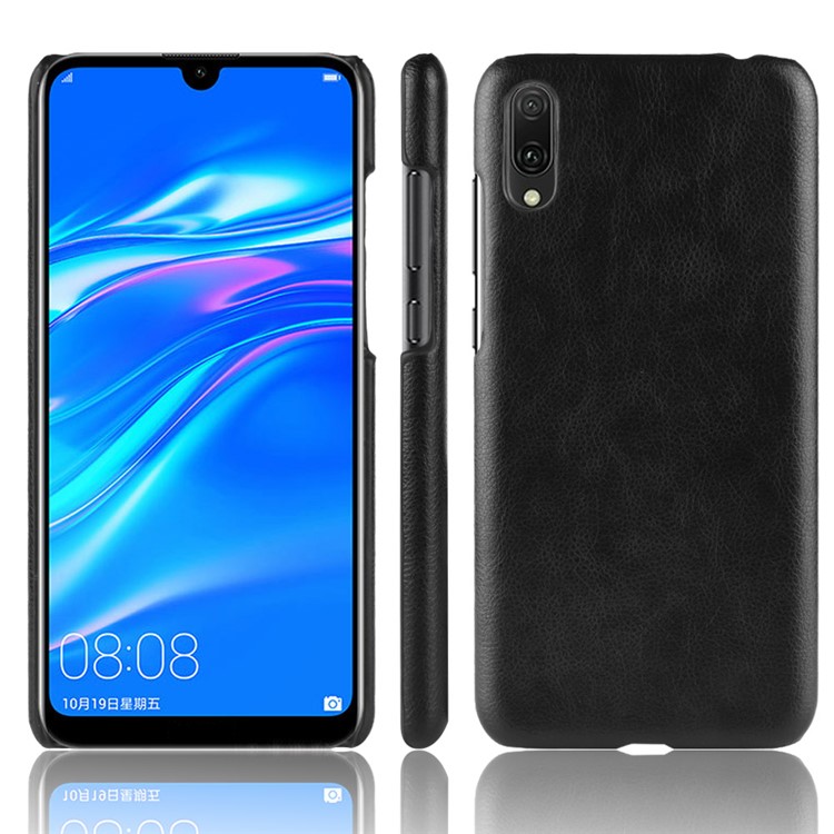 Litchi Texture PU Leather Coated Plastic Back Cover for Huawei Enjoy 9 / Y7 Pro (2019) - Black-1