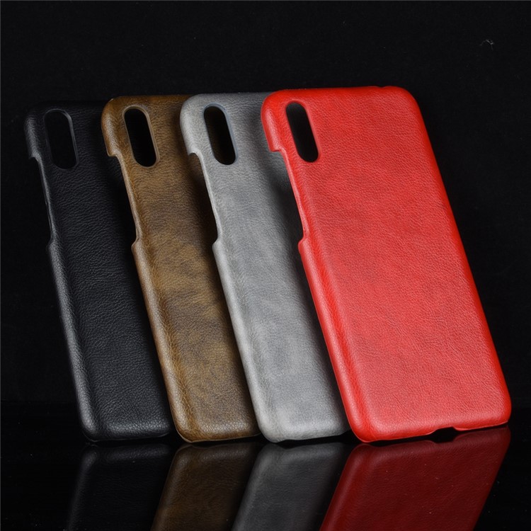 Litchi Texture PU Leather Coated Plastic Back Cover for Huawei Enjoy 9 / Y7 Pro (2019) - Black-6