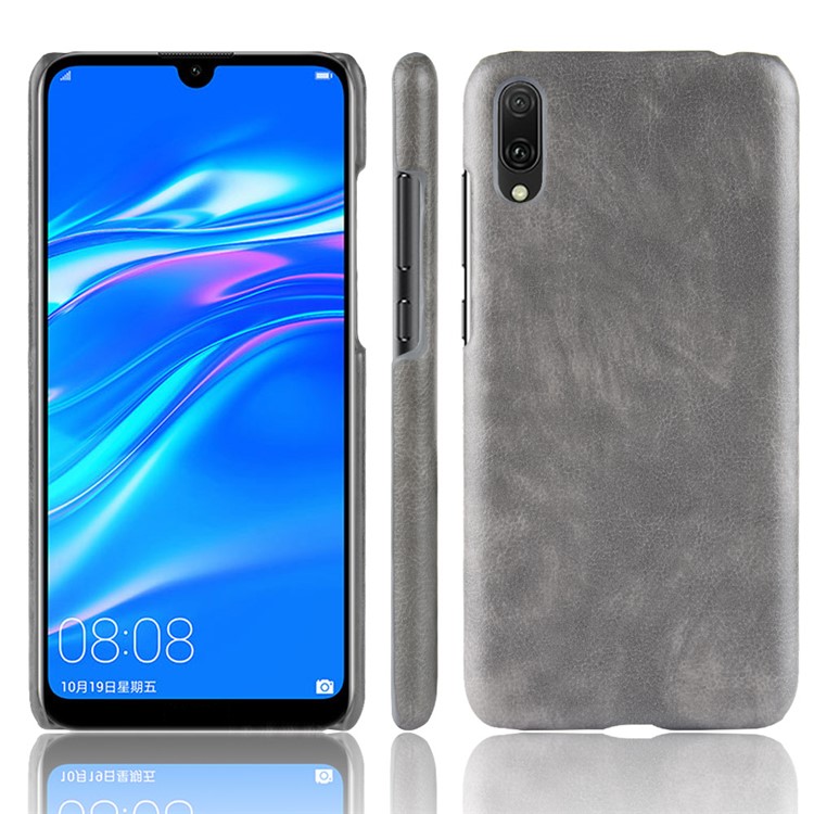 Litchi Texture PU Leather Coated Plastic Back Cover Shell for Huawei Enjoy 9 / Y7 Pro (2019) - Grey-1