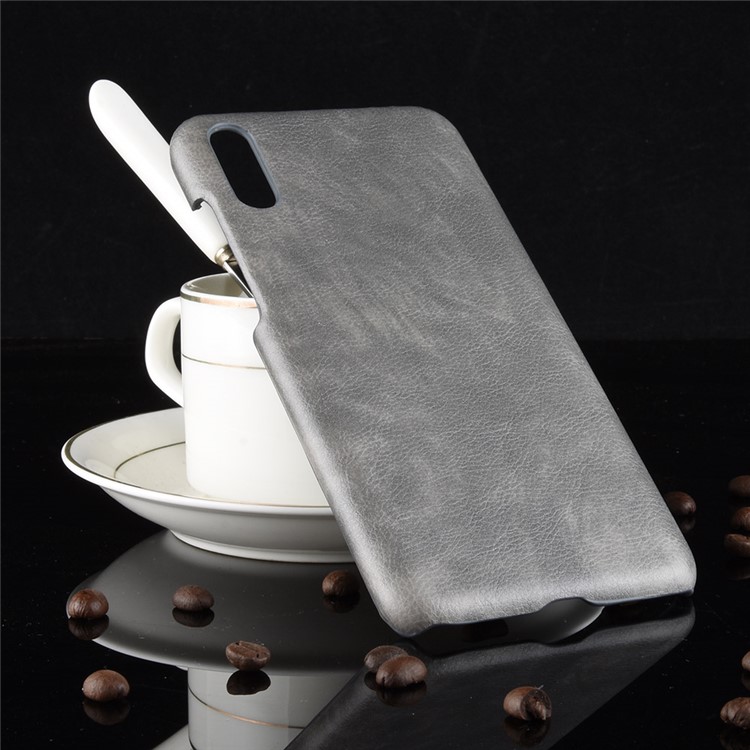 Litchi Texture PU Leather Coated Plastic Back Cover Shell for Huawei Enjoy 9 / Y7 Pro (2019) - Grey-5
