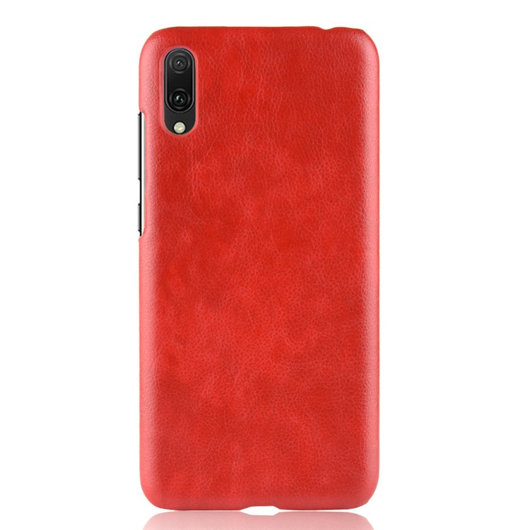 Litchi Texture PU Leather Coated Plastic Back Case Protector for Huawei Enjoy 9 / Y7 Pro (2019) - Red-2