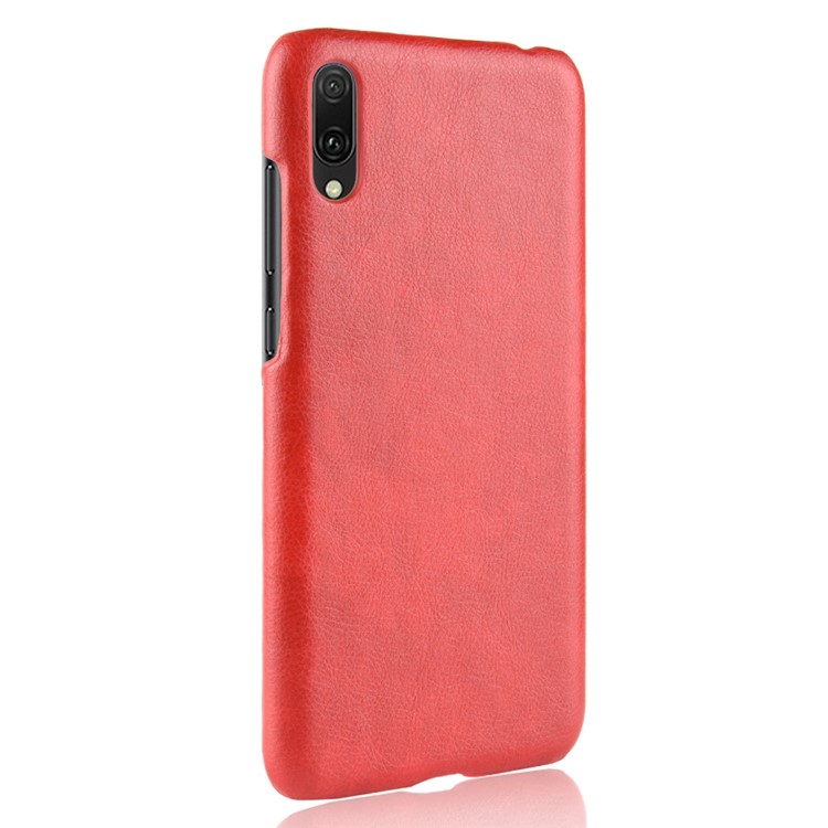 Litchi Texture PU Leather Coated Plastic Back Case Protector for Huawei Enjoy 9 / Y7 Pro (2019) - Red-3