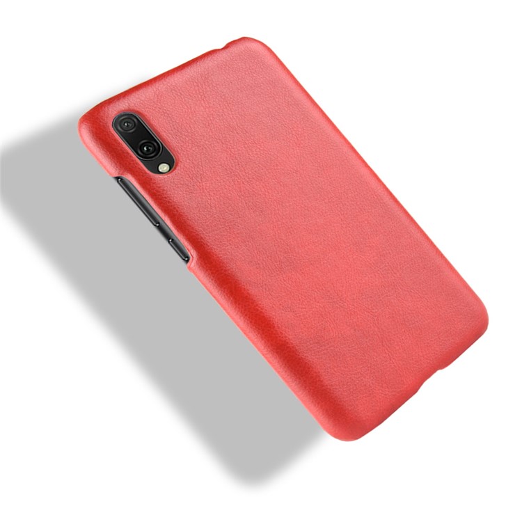 Litchi Texture PU Leather Coated Plastic Back Case Protector for Huawei Enjoy 9 / Y7 Pro (2019) - Red-4