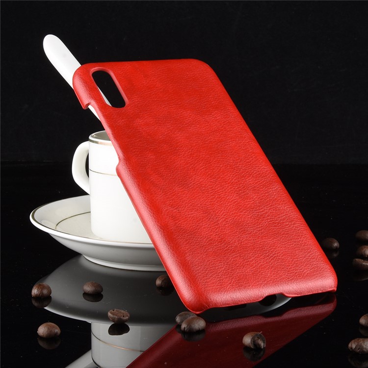 Litchi Texture PU Leather Coated Plastic Back Case Protector for Huawei Enjoy 9 / Y7 Pro (2019) - Red-6