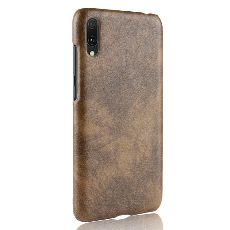 Litchi Texture PU Leather Coated Plastic Back Phone Case for Huawei Enjoy 9 / Y7 Pro (2019) - Brown-3