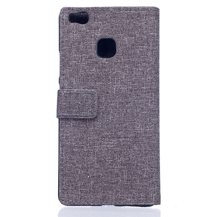 Linen Texture Wallet Stand Leather Cover for Huawei P9 Lite - Grey-2