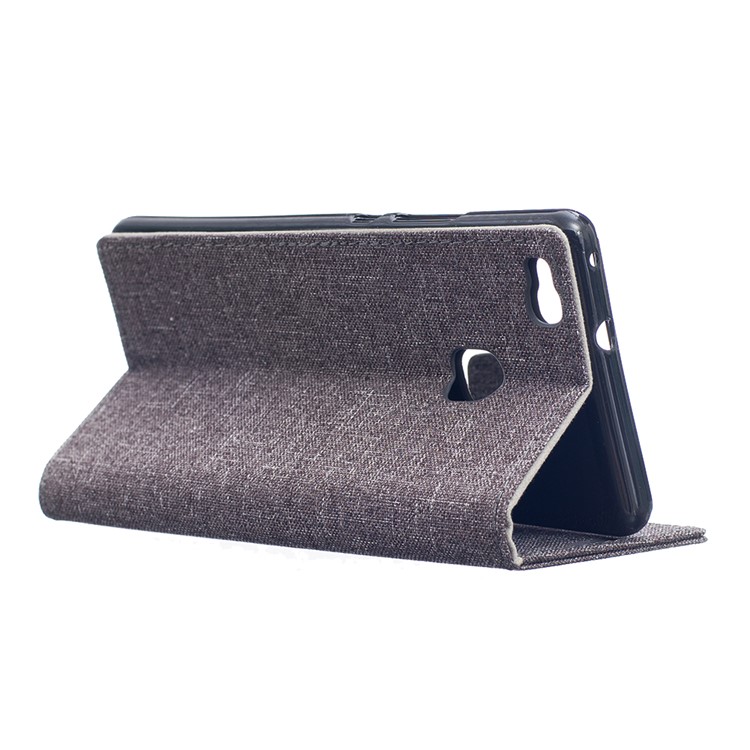 Linen Texture Wallet Stand Leather Cover for Huawei P9 Lite - Grey-5