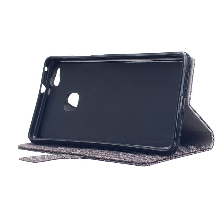 Linen Texture Wallet Stand Leather Cover for Huawei P9 Lite - Grey-6