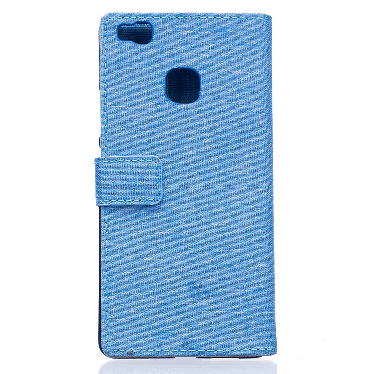 Linen Texture Wallet Stand Leather Phone Cover for Huawei P9 Lite - Baby Blue-2