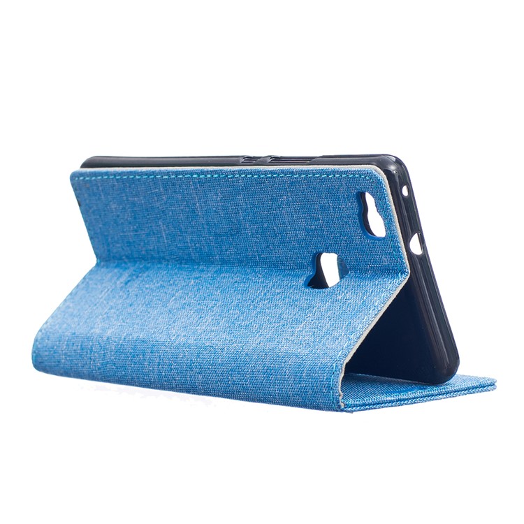 Linen Texture Wallet Stand Leather Phone Cover for Huawei P9 Lite - Baby Blue-3