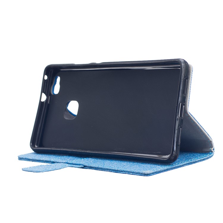 Linen Texture Wallet Stand Leather Phone Cover for Huawei P9 Lite - Baby Blue-4