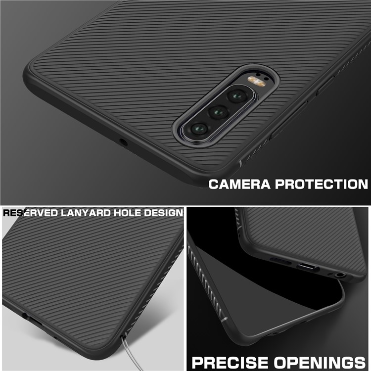 Jazz Series Twill Texture Flexible TPU Case Cover for Huawei P30 - Black-7