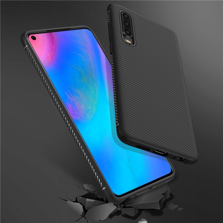 Jazz Series Twill Texture Flexible TPU Case Cover for Huawei P30 - Black-9