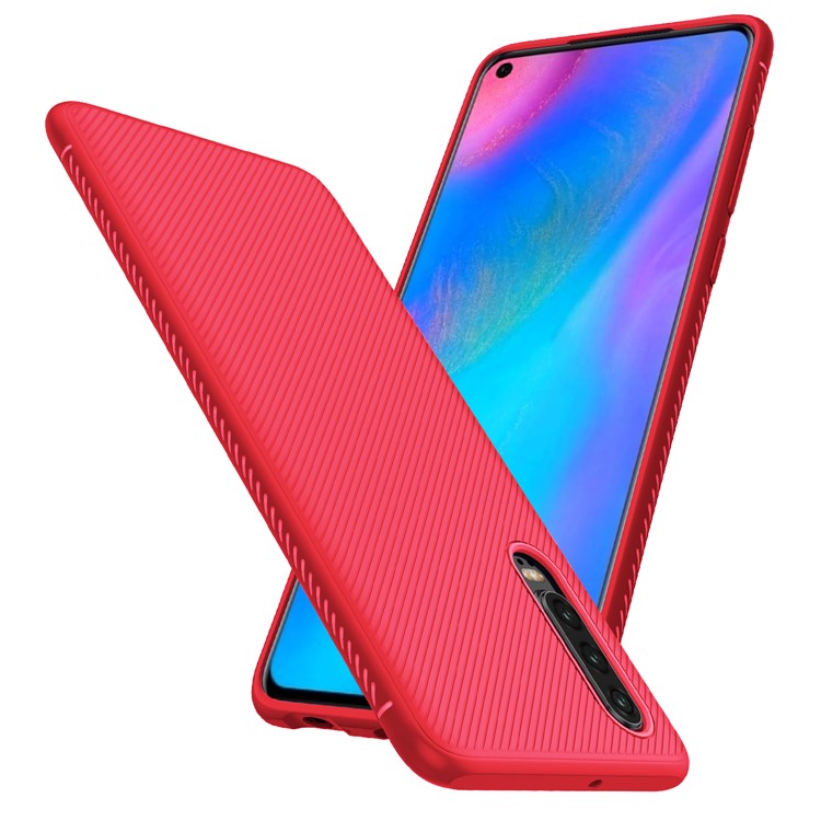 Jazz Series Twill Texture Soft TPU Phone Cover Case for Huawei P30 - Red-1