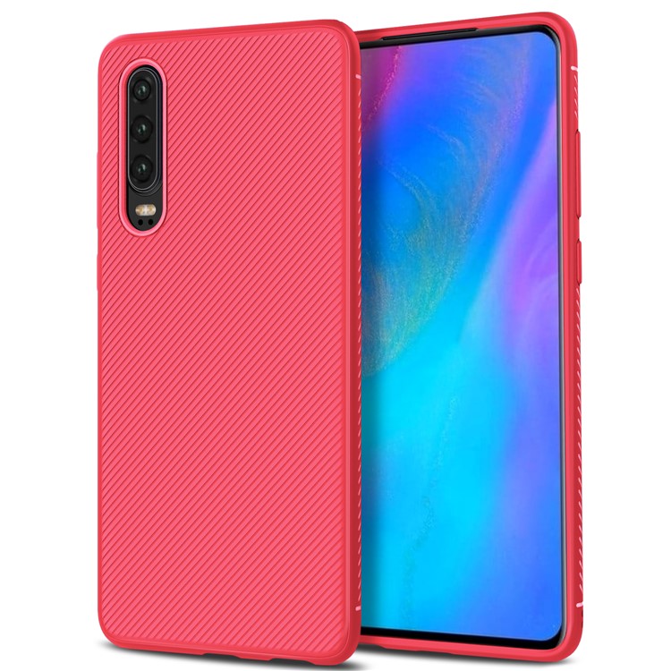 Jazz Series Twill Texture Soft TPU Phone Cover Case for Huawei P30 - Red-2